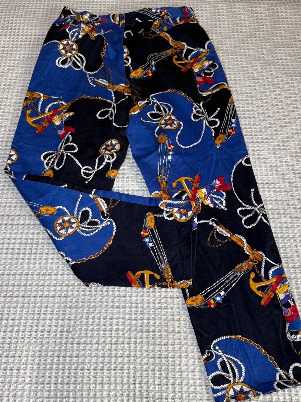 Lauren Ralph Lauren Anchor Print Pants Cropped Size 12 Navy Nautical Women's - Picture 7 of 8